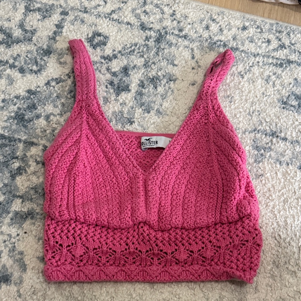 Hollister Pink Crochet Tank Top